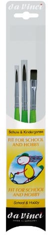 da Vinci, FIT SYNTHETICS, Serie 4209, SET, 3 Pinsel, Allround, Acryl, Gouche, Tempera, Für Papier und Karton, Hobby & Schule, Kurzstiel, Made in Germany, Größe 4, 8, 8