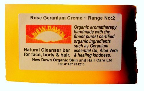 Handmade Natural Rose Geranium Soap Bar - Range No.2 - Acne, Eczema, Psoriasis, Itchy Skin, PMT and Hormone Imbalance Relief - 35g - Sample/Travel Size