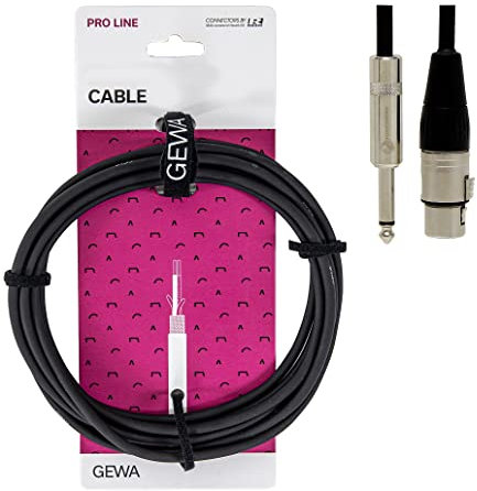 GEWA Cable de micrófono Pro Line 3 m, negro, XLR(f) - jack 6,3 mm mono, 190575