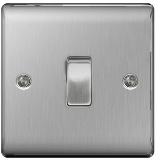 BG Nexus Metal Brushed Steel Light Switch 1G 2W NBS12