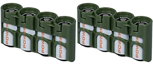Powerpax Slim Line CR123 Lot de 2 boîtiers de piles CR123 de 10,2 cm, vert militaire