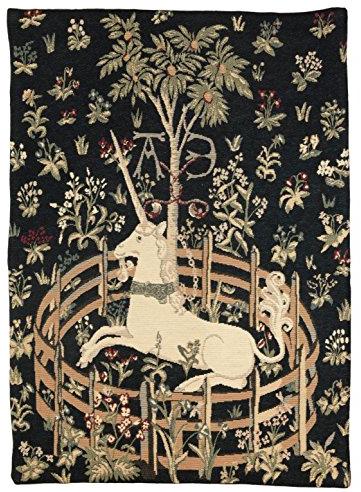 BelgianTapestries edler gewebter Wandbehang Gobelin Unicorn in Captivity 66 x 44cm Gobelin