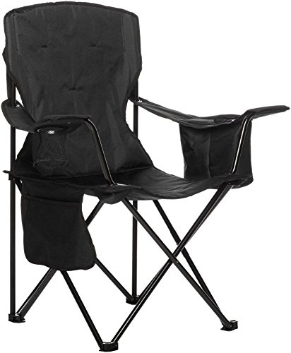 Amazon Basics Campingstuhl mit Kühlfach, Gepolstert, Normalen, Schwarz