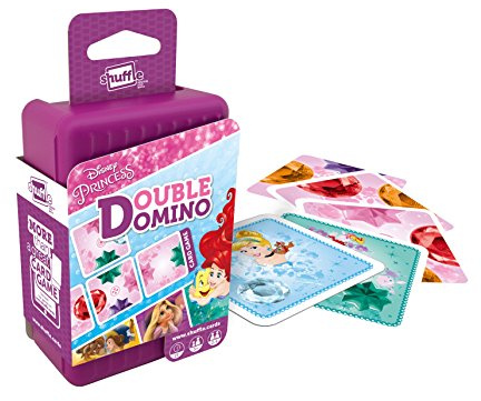 Shuffle Double Card Game Disney Princess Doppeltes Domino-Kartenspiel, für 2–4 Spieler, ab 5 Jahren, Mehrfarbig