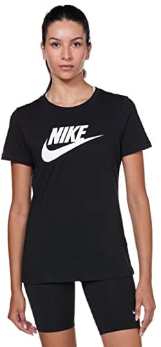 Nike Damen W Nsw te essntl ikon fremtidig T shirt, Black/White, M EU