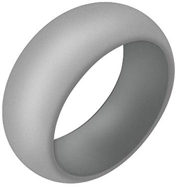 Boolavard Silicone Wedding Ring for Men and Women Affordable Silicone Rubber Band, 7 Pack, 5 Pack & Singles - White, Grey, Silver, Blue (Grey, 10-19.80mm)