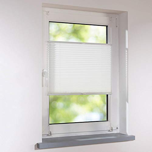 Plissee Klemmfix Faltstore UNIVERSAL Faltrollo ohne Bohren - 20 x 100 cm - altweiß