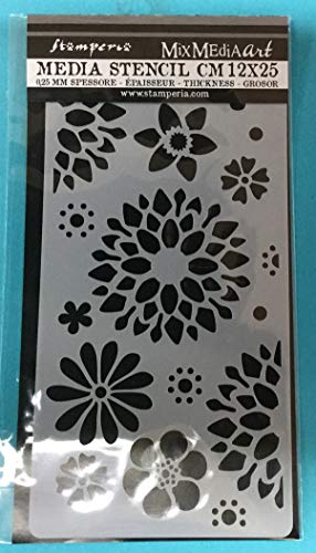 Stamperia Malschablone Blumen 25x12cm Haftspray Schabloniertechnik