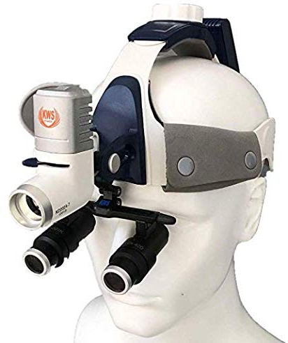 5W Chirurgisch Medizinische Kopflampe einstellbare zahnärztliche Stirnlampe mit hoch Helligkeit Lupe für medizinische Chirurgie Dental LED-Scheinwerfer mitgeliefert 2pcs Batterien (6-fach Lupe)