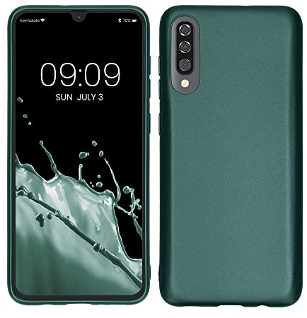 kwmobile Case kompatibel mit Samsung Galaxy A70 Hülle - Schutzhülle aus Silikon metallisch schimmernd - Handyhülle Metallic Petrol