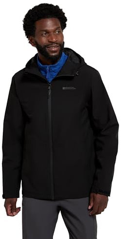 Mountain Warehouse Covert Mens Waterproof Jacket - Lightweight Rain Jacket, Breathbale Coat, Taped Seams, Adjustable Hood - Best for Travelling, Trekking, Hiking Black 2XL