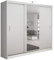 Player Modern Munich Double Full Mirror sliding door wardrobe with LED Light Width 250cm Height 216cm Depth 62cm(White,Black,Grey) (White)