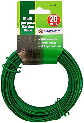 Nti MARKSMAN 20 x Meter Garden Wire Galvanised Green Plant Tie Home Thick Silver Thin Metal Decking Fencing Outdoors Indoor General Multi Purpose Coated UK FREE P&P (2.0mm x 20m Green Garden Wire)