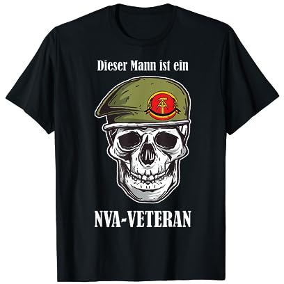 Ostdeutschland Nostalgie ostdeutsch Geschenkidee DDR NVA Veteran Sprüche Armee T-Shirt für Herren Schwarz S Klassisch Militär Nostalgie Halbarm Rundhals Pull-On Klassische Passform Standardlänge