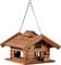dobar® Green Label 98732FSCe Design Vogelfutterhaus St. Moritz hängend - Vogelhaus Hüttendesign - Vogelvilla Massivholz - Vogelfutterstation inklusive Kette zum Hängen - 37 x 37 x 26 cm - Braun