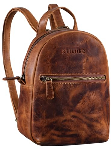 STILORD 'Lola' Mini Daypack Damen Lederrucksack Cityrucksack Kleiner Tagesrucksack Rucksack Tasche für Frauen XS Stadtrucksack aus Echtem Leder, Farbe:kara - cognac
