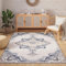 TAPISO Patio Teppich Outdoor Indoor Grau Blau Creme Ornament Muster Sisal Wasserfest Wetterfest UV-Beständig Wohnzimmer Terrasse ÖKO-TEX 200 x 300 cm