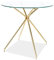 SIGNAL MEBLE Table Ronde en Verre Trempé Transparent avec des Pieds en Métal Doré - 4 Couverts - D 80 Cm X H 76 Cm