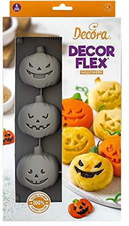 Decora 9260401 Stampo In Silicone Platinum flessibile, Made in Italy, di alta qualità, da 6 cavità, per realizzare Zucchette di Halloween, per preparazioni dolci e salate sia da forno che da frigo.
