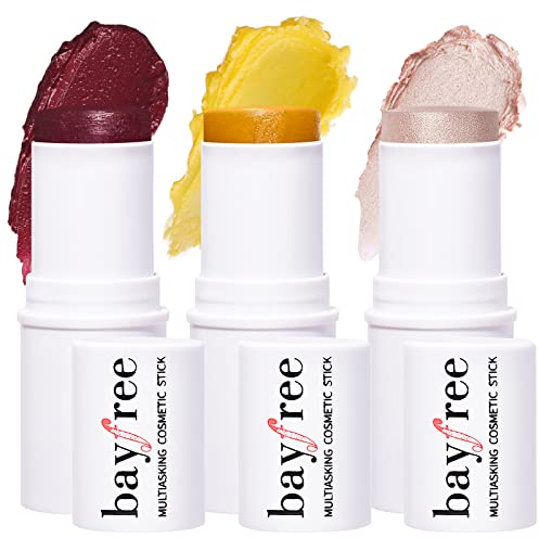 KIMUSE Cream Blush Stick, Highlighter & Contouring stick, Cremige Textur Mit Leuchtendem Finish,Vielseitig, einfach zu verwenden, Make-Up Für Jeden Hauttyp (Luminous Bordeaux Trio)