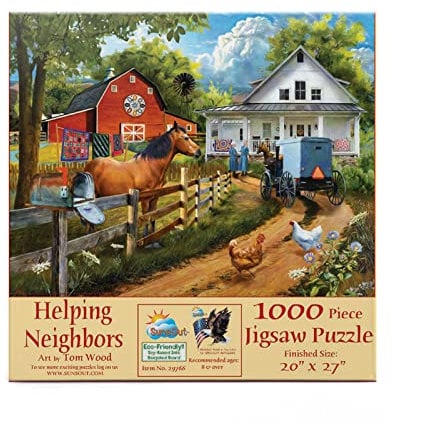 SUNSOUT INC - Helping Neighbors - 1000-teiliges Puzzle von Künstler: Tom Wood - Fertige Größe 50,8 x 68,6 cm - MPN # 29766