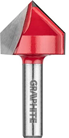 GRAPHITE V-Nutfräser, Hartmetallplatte (HM), Durchmesser 8/25,4, Schaftdurchmesser 8 mm, Höhe/Länge 8/25,4 mm, für Holz, Spanplatten, MDF, Sperrholz (V-Nutfräser, 25.4 x 25.4 x 8mm)