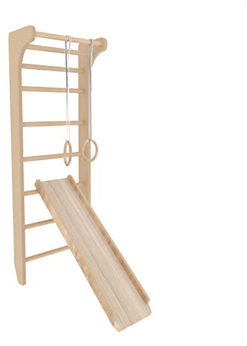 Sprossenwand aus Holz Tween Indoor + Turnringe | Klettergerüst Kletterwand (Holz)