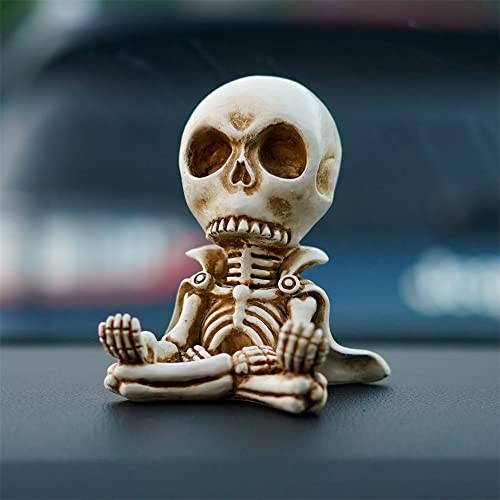 JARPSIRY Niedlicher, meditierender Totenkopf-Armaturenbrett-Telefonhalter für Auto, Autotelefonhalterung, Totenkopf-Auto-Innenausstattung, Gothic-Halloween-Dekorationen für das Home Office
