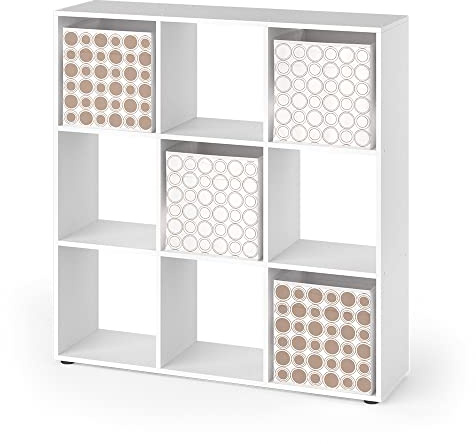 Vicco Raumteiler Nove, Weiß, 104 x 108 cm mit 4 Faltboxen Opt.2, zur flexiblen Raumaufteilung und Aufbewahrung von Büchern