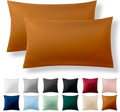 Alreya Renforce Kissenbezug 40x80 2er Set - 100% Baumwolle Kissenhülle mit Reißverschluss - atmungsaktiv & extra weiches Kopfkissenbezug für Kissen 40 x 80 cm - Kissenbezüge - Klementine