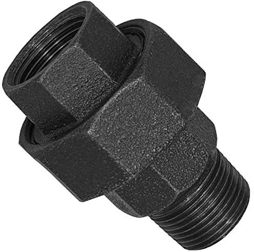 Gewinde Fitting Verschraubung aus Temperguss schwarz - Verschraubung flach dichtend mit 1 Zoll Rohr Innengewinde IG und Aussengewinde AG Nr. 331