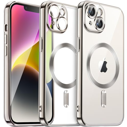JETech Weiche Klar Hülle für iPhone 14 Plus 6,7 Zoll, Kameraschutz Vollständiger, Kompatibel mit MagSafe Kabellosem Laden, Stoßfest Elektroplattiert TPU Handyhülle (Polarstern)