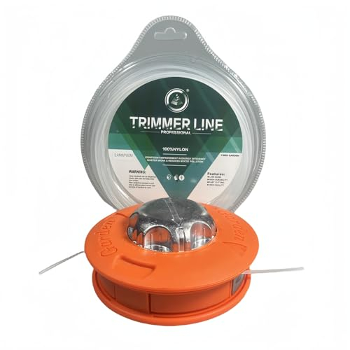 LADAMI Fadenkopf für Motorsense Zweizeiliges Schneiden M10 X 1,25mm,Links Fadenkopf mit 2,4mm X 80m Rasentrimmerkopf Mähkopf,Geeignet für die Meisten Freischneider/Rasentrimmer(M10 x 1,25mm)