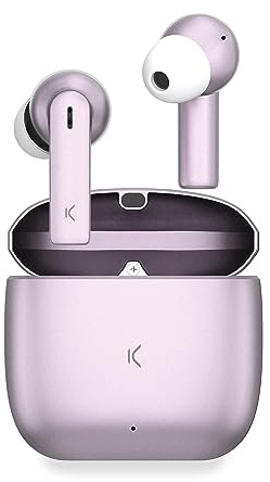 KSIX Meteor Kabellose Kopfhörer, HD-Anrufe, ENC-Geräuschunterdrückung, Metall-Ladehülle, True Wireless Stereo, 32 Stunden Akkulaufzeit, Sprachassistenten, wasserdicht, Rosa