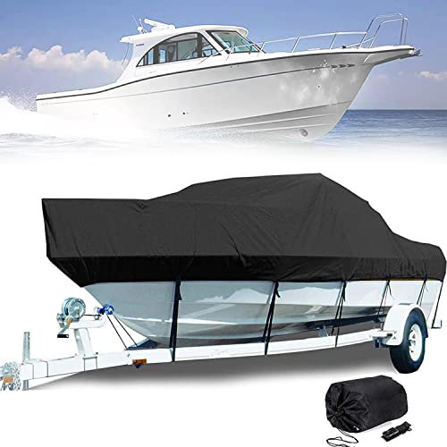 Taud De Bateaux Très Résistante 600D Bache Bateau Housse Bateau Couverture de Bateau Imperméable,Anti-déchirure,Anti-UV,Anti-Neige avec Corde Fixe Et Sac De Rangement,Black-14-16TY:530 * 290CM