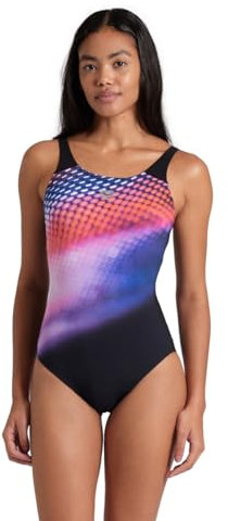 Arena Femme Women's Bodylift Swimsuit Teresa Back Une-pièce, Black-Fairy Rose Multi, 42 EU