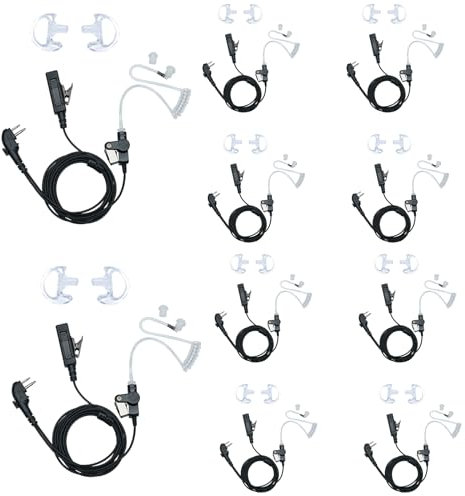 BVMAG Acoustic Tube Earpiece Headset with PTT Mic for Hytera HYT BD502 BD502i PD502 PD562 TC-508 TC-580 Walkie Talkie Radio 10Pack