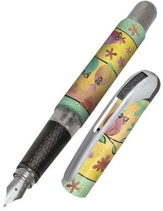 Online Füller College Chicken, Tinten-Füller für Rechtshänder, ergonomisches Griffstück, hochwertige Iridium-Feder medium, Standard-Tintenpatronen, inkl. Kombipatrone blau, Allergiker geeignet