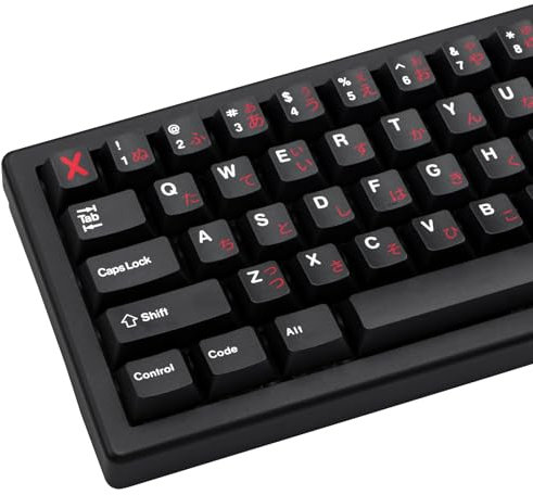 TIMSEKER Keycaps 129 Keys, Novelty Red and Black PBT Cherry Profile Japanese Keycaps for Mechanical Gaming Keyboard
