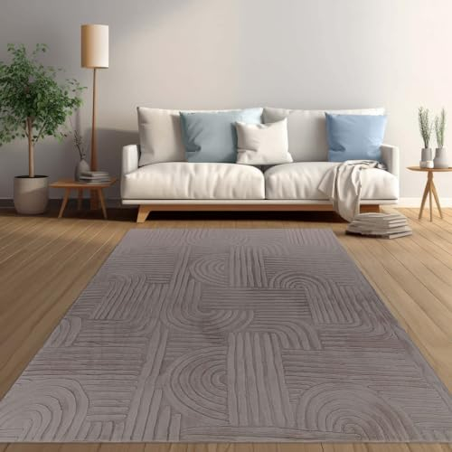Taracarpet Weicher Kurzflor Designer Teppich in Hasenfell-Optik Supersoft ideal fürs Wohnzimmer Schlafzimmer und Kinderzimmer Welle grau 200x290 cm