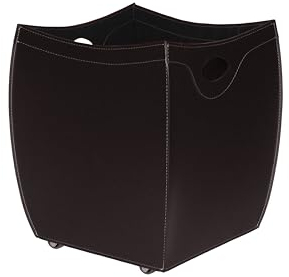 LIMAC Design BOTTE Contenitore portalegna Moderno in cuoio, borsa porta legna da interno, cesto per legna da ardere, con ruote gommate, prodotto in Italia. Marrone Scuro