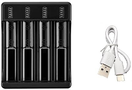 Fegtrtyoa 4.2V Lithium Battery Fast Charger - Intelligent 4 Slot Charging Box with Type-C Cable for 14500 26650 18650