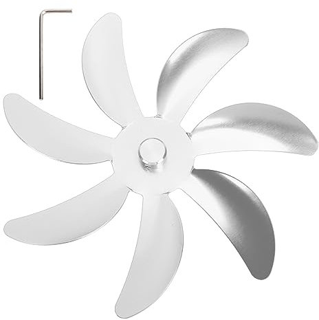 Riuulity Ofenventilator, Aluminiumlegierungsflügel, Ofenventilator, Aluminiumlegierungsflügel, 7 Flügel für Kamin, Klingenmetzger für Gartenkamin (SILVER)