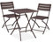 Relaxdays Balkonmöbel Set, 3-teilig, 1 Tisch & 2 Stühle, klappbar, Gartengarnitur Holzoptik, Stahl & Kunststoff, braun