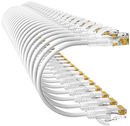 10Gsupxsel Cat6a Patch Cables 1ft (24 Pack) Slim, Cat6 Ethernet Patch Cable Pure Copper, Flexible Cat 6 Patch Cable 550MHZ 10G, Space-Saving Cat 6A Network Cables for Patch Panel, White