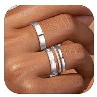 FUNEIA 3 Stück Ringe Gold Silber Set Damen Frauen 14K Vergoldete Wasserfest Ring mit Zirkonia Stapelringe Fingerringe Daumenring Goldene Silber Ring Statement Eheringe Schmuck
