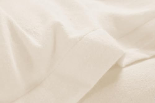 Kampala Hill Flannelette Plain Dye Brushed Cotton Sheet Set: Single Flat + Fitted Sheet + Pillowcase Cream