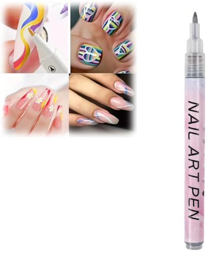 Nail Art Pens Set,Nail Point Graffiti Dotting Pen,Nail Drawing Pen,Drawing Painting Liner Brush for DIY Nail Art,Waterproof Nail Polish Pens,Quick-Drying Nail Point Graffiti Dotting Liner Pen(silver)
