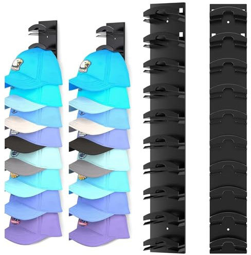2 Stück selbstklebender Cap Halter für bis zu 20 Hüte, Baseballkappen-Organizer für Wand oder Tür, Klebehaken für die Wand, Hat Rack Kein Bohren, Hutständer für Mützen, Schlüsselanhänger Kopfhörer