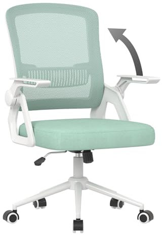naspaluro Ergonomic Office Desk Chair, Height Adjustable Executive Work Computer Chairs with Padded Seat Cushion, Swivel Mesh Chair with 90° Flip-up Armrest & Lumbar Support for Home/Office
